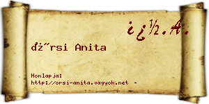 Örsi Anita névjegykártya